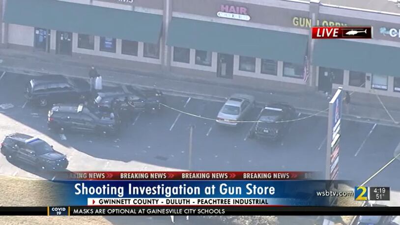 Duluth police are investigating a shooting at a gun store that left two men injured Wednesday afternoon. (Credit: Channel 2 Action News)