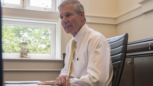 08/20/2018 — Atlanta, Georgia — Georgia Institute of Technology President Bud Peterson talks about the recent ethical changes Georgia Tech is undergoing in his office on the university’s campus in Atlanta, Monday, August 20, 2018. (ALYSSA POINTER/ALYSSA.POINTER@AJC.COM)