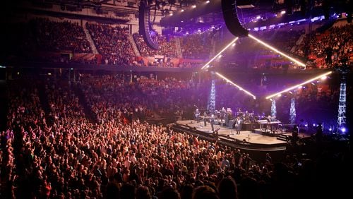 Bon Jovi kicked off its tour Wednesday night in South Carolina. The band plays Philips Arena on Friday. -- Photo by David Bergman / TourPhotographer.com