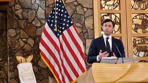 U.S. Sen. Jon Ossoff speaks at Temple Emanu-El in Sandy Springs on Yom Kippur.