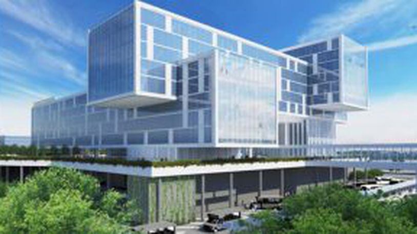 A rendering of the planned InterContinental hotel at Hartsfield-Jackson International Airport.