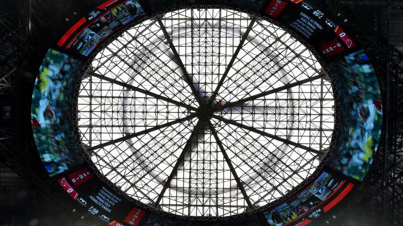 August 15, 2017 Atlanta - The roof and screen boards are shown during a tour of Mercedes-Benz Stadium on Tuesday, August 15, 2017. HYOSUB SHIN / HSHIN@AJC.COM