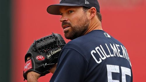 Veteran Josh Collmenter is penciled in for a long relief/sixth-starter role for the Braves to begin the season. (Curtis Compton/AJC file photo)