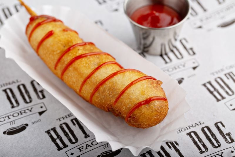 Corn Dog from the Original Hot Dog Factory. / Courtesy of the Original Hot Dog Factory
