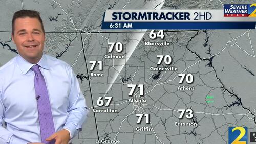 Metro Atlanta is starting off Thursday slightly cooler with lows around 70 degrees, but temperatures are expected to climb into the 90s this afternoon before storms bubble up, according to Channel 2 Action News meteorologist Brian Monahan.