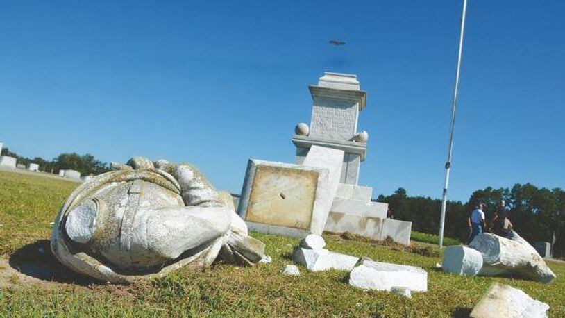 A Confederate statue in a South Georgia cemetery was vandalized.