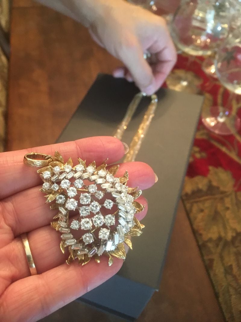 This hefty diamond pendant is among the higher-end items being auctioned. Photo: Jennifer Brett