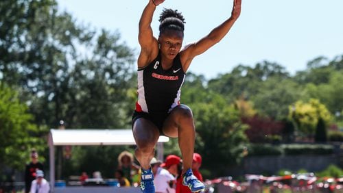 Georgia’s Keturah Orji during the Torrin Lawrence Memorial at Spec Towns Track in Athens, Ga. on Saturday, May 6, 2017. (Photo by Cory A. Cole/UGA)