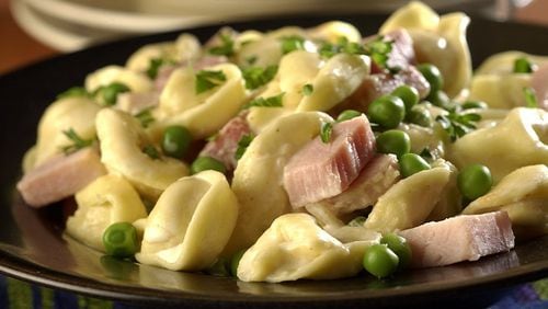 Cheese tortellini with ham and peas and cheese sauce. (James F. Quinn/Chicago Tribune/TNS)
