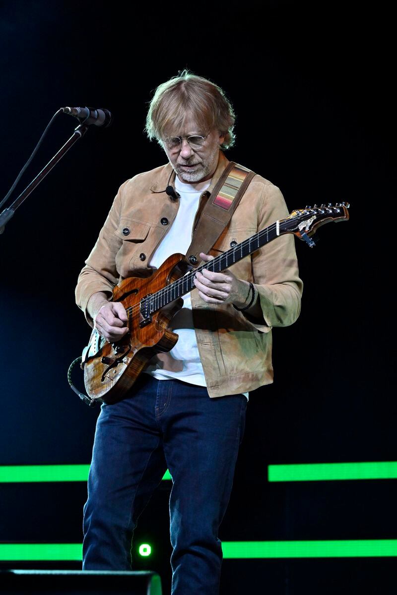 Trey Anastasio, guitarist and singer-songwriter of the band Phish, rehearses before the group's four-night engagement at the Sphere on Tuesday, April 16, 2024, in Las Vegas. (AP Photo/David Becker)