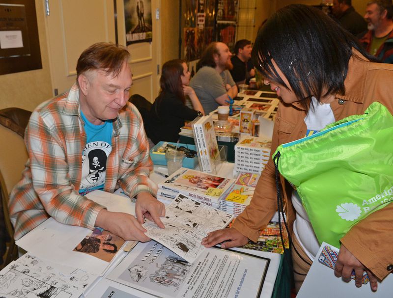Atlanta artist Bob Burden, creator the 1980s groundbreaking independent comic character Flaming Carrot, at the 2015 Atlanta Comic Convention. AJC File