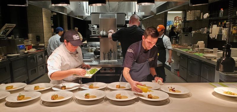 Chefs and students work side-by-side in the kitchen at 1856 – Culinary Residence.
(Courtesy of Seldon Ink)