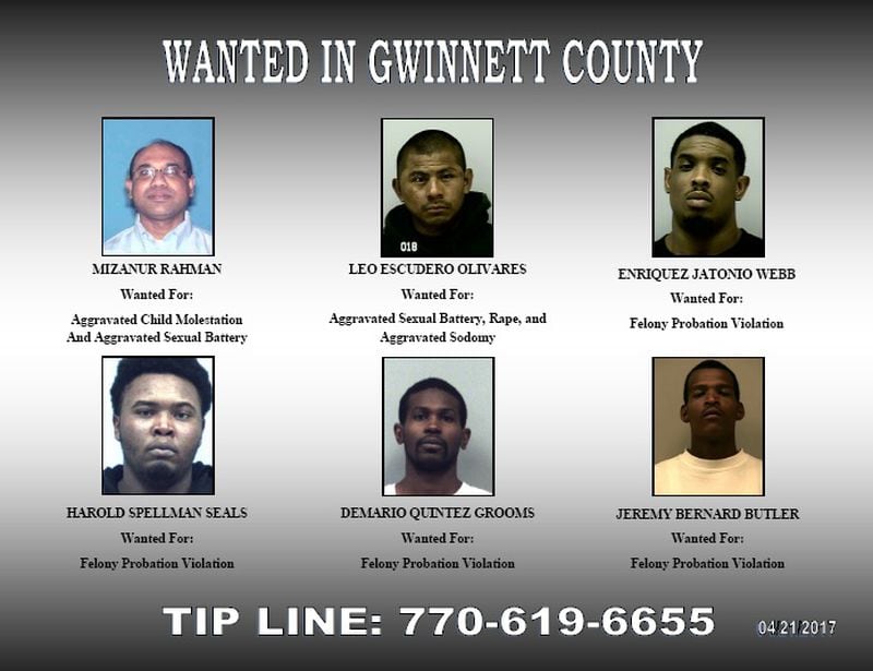 The Gwinnett County Sheriff's Office is searching for these six men.