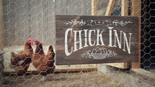 The wooden “Chick Inn” sign is handmade and has versatile hanging options in the coop or inside your home. Contributed by Urban Fringe Living