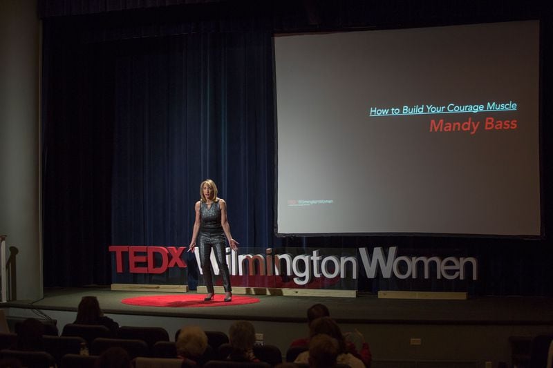 Mandy Bass gives a TEDx Talk on finding courage. (Courtesy of Mandy Bass)