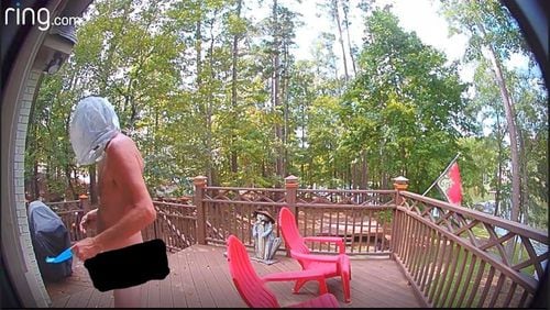 This surveillance image shows a man who showered naked outdoors in the yard of a private residence in Greene County, the sheriff’s office said.