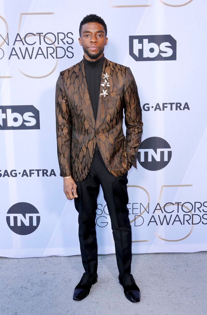 Chadwick Boseman arrives at the 25th annual Screen Actors Guild Awards at the Shrine Auditorium & Expo Hall on Sunday, Jan. 27, 2019, in Los Angeles.