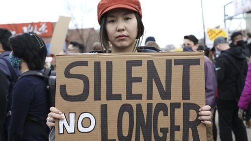 Jessie Chen, a first-year medical student at Loyola University Chicago, attends the "Stop Asian Hate" rally at Chinatown Square in Chicago on March 27, 2021.  (Abel Uribe/Chicago Tribune/TNS)