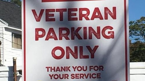 "Veteran Parking Only" signs were added to spaces at the Ashland, Massachusetts, community center and town hall. (Photo: Town of Ashland)