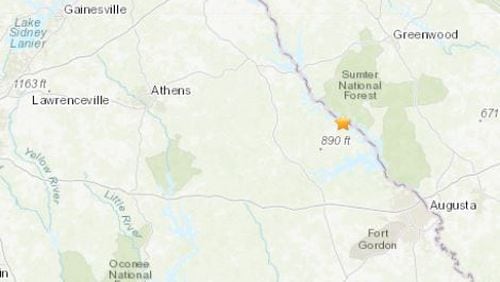 The Sunday earthquake was confirmed in Lincolnton, Georgia.