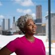 Cheneé Joseph is the president and CEO of Historic District Development Corporation. Photographed on the roof of the Front Porch construction site on Auburn Avenue in Atlanta on Thursday, April 18, 2024.   (Ben Gray / Ben@BenGray.com)