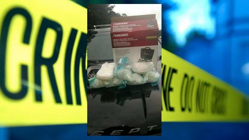 More than 13 pounds of meth was found in a cardboard box in the rear of a van. (Credit: Douglas County Sheriff's Office)