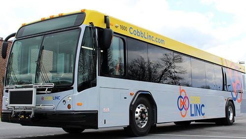 A CobbLinc bus tried to avoid hitting a pedestrian Wednesday night in Marietta.