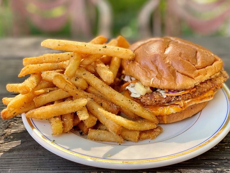 The ABC chicken sandwich and fries are on the Java Saga Coffee menu. Wendell Brock for The Atlanta Journal-Constitution