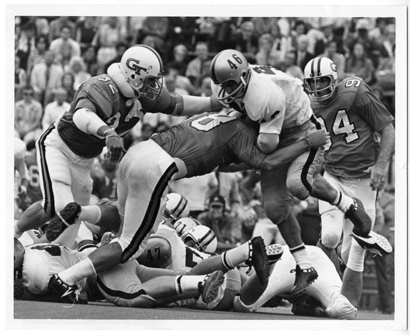 Game action from a Georgia Tech game in 1971 against Army.  (Georgia Tech Photograph Collection)