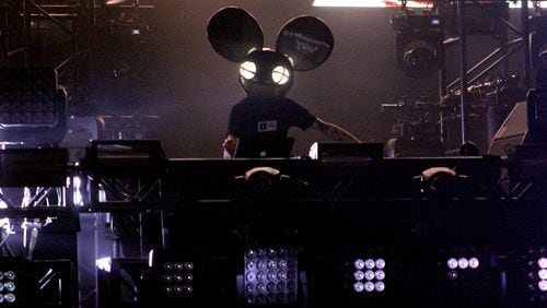 Technopop, electronic producer Joel Thomas Zimmerman, known by his stage name of deadmau5, performs at Music Midtown Sunday. (Akili-Casundria Ramsess/Special to the AJC)