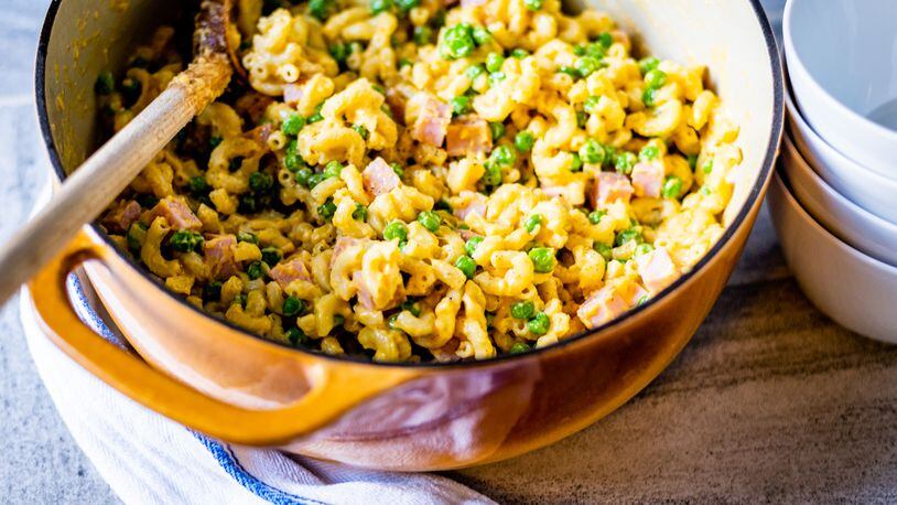 Stovetop Mac and Cheese with Ham and Peas. Contributed by Henri Hollis.