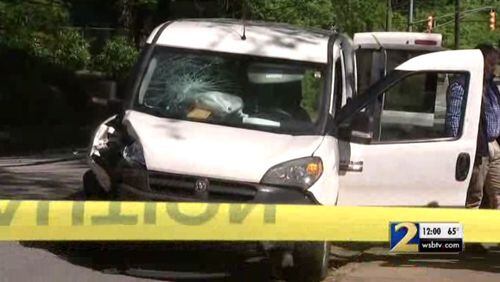 Police said the armed suspect drove off in a stolen van and crashed it into a utility pole.