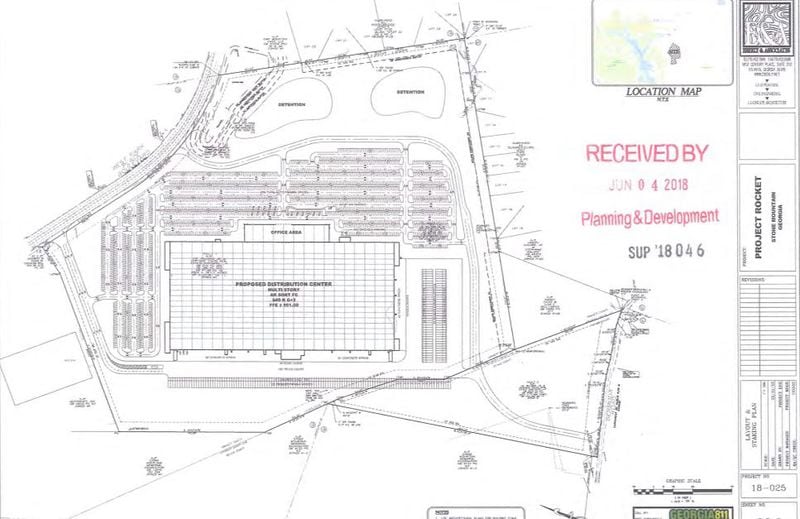 The proposed “Project Rocket” site on West Park Place Boulevard in Gwinnett County. (Via Gwinnett County planning commission documents)
