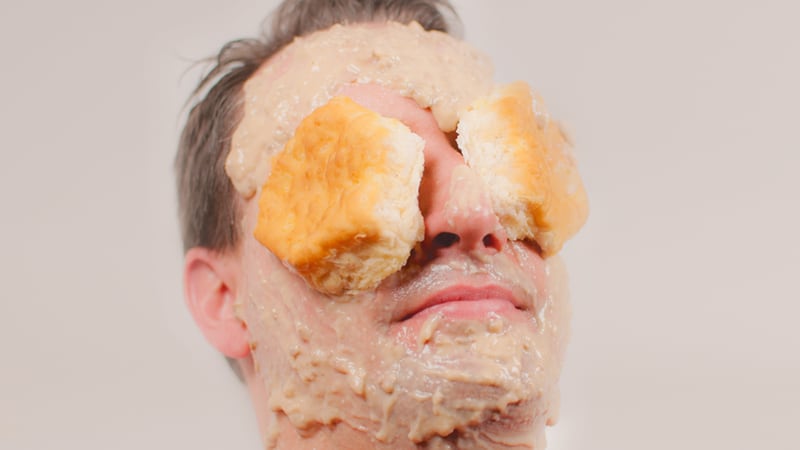 The "Bob Evans Signature Biscuits & Sausage Gravy Beauty Mask," just for April Fools' Day.
