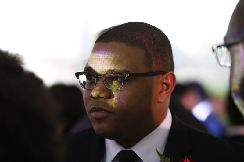 The Rev. Kevin R. Murriel, pastor of Cascade United Methodist Church, at the 100 Black Men of Atlanta 2018 Gala at Bentley Atlanta in Alpharetta on Dec. 2. Murriel was one of 51 new inductees. (Casey Sykes for The Atlanta Journal-Constitution)