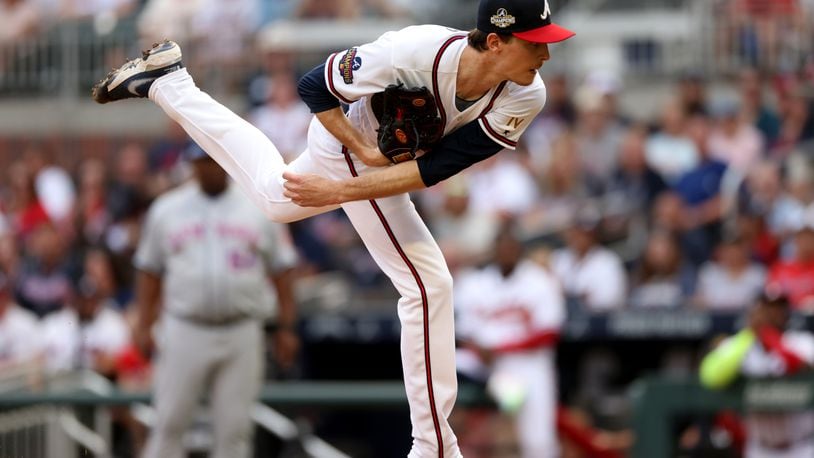 Braves의 투수 Max Fried는 토요일 내셔널스를 상대로 한 경기에서 7이닝 동안 94개의 투구를 던진 후 올스타 게임에서 물러났습니다.  대신 그는 올스타 휴식 시간에 휴식을 취할 것입니다.  (제이슨 게츠 / Jason.Getz@ajc.com)