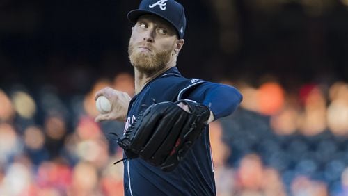 WASHINGTON, DC - JUNE 22: Mike Foltynewicz #26 of the Atlanta Braves pitches against the Washington Nationals during the second inning at Nationals Park on June 22, 2019 in Washington, DC. (Photo by Scott Taetsch/Getty Images)