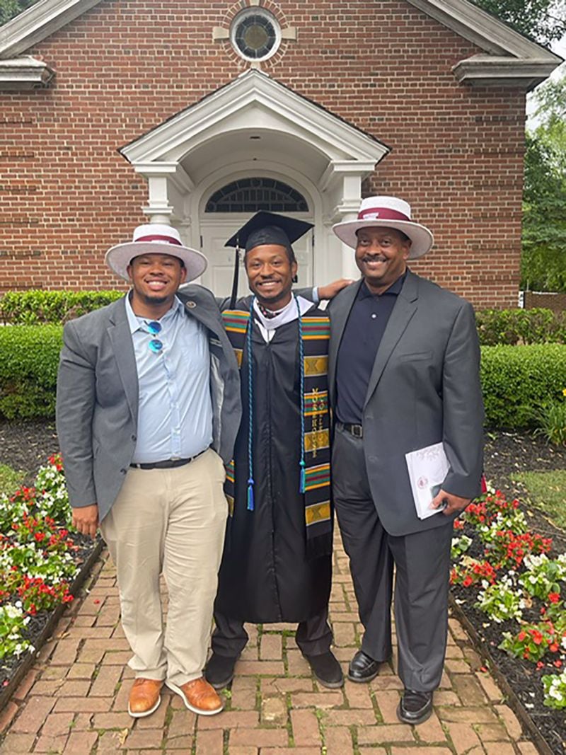L-R  Peter J. Wilborn, Morehouse College class of 2019; Nicholas S. Wilborn, Morehouse class of 2023 and Peter R. Wilborn Morehouse class of 1989. (Contributed)