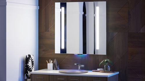 LED lighted wall mirrors are becoming hot products. (Kohler)