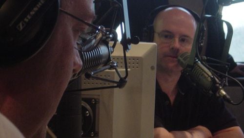 050321 - ATLANTA, GA -- The Regular Guys, Eric Von Haessler (left) and Larry Wachs, returned to the airwaves Monday, March 21, 2005 on news/talk WGST-AM after a year in exile after an indecency snafu that stemmed from the Janet Jackson Super Bowl incident. They had been on 96rock. (RODNEY HO/AJC staff)