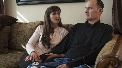 Mike DeBartoli, at home in Tracy, Calif., on March 4, 2017, with his wife Gina. DeBartoli, once a firefighter, is now battling ALS. The newly passed Right to Try law is giving him a chance to try phase one experimental drugs as a possible cure for his disease. (David Butow/Los Angeles Times/TNS)