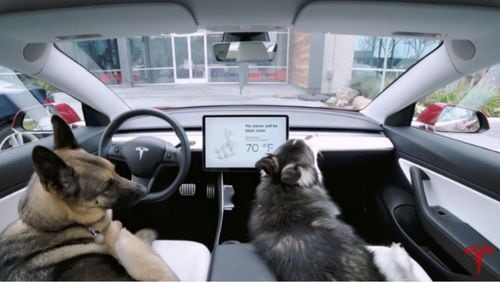 Dog Mode was added as a software update for Tesla Model 3 vehicles. (Photo: Screengrab via Tesla)