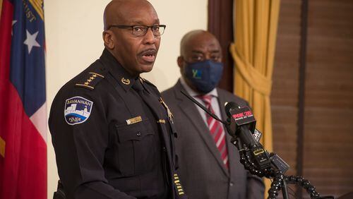 Savannah Police Chief Roy Minter speaks at Mayor Van Johnson's weekly media briefing.