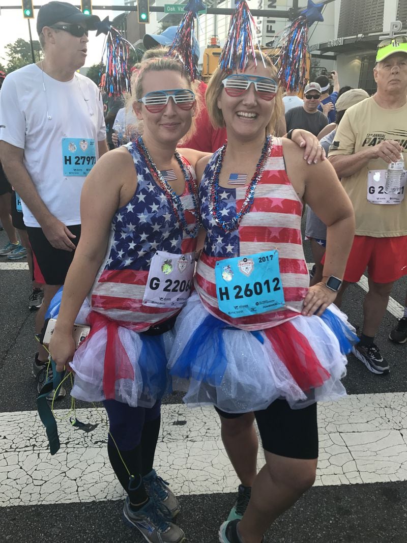 Kimberly Robinson is running the Peachtree for the first time with Bethany Bearden, who is doing it for the second time. They are from Gainesville.