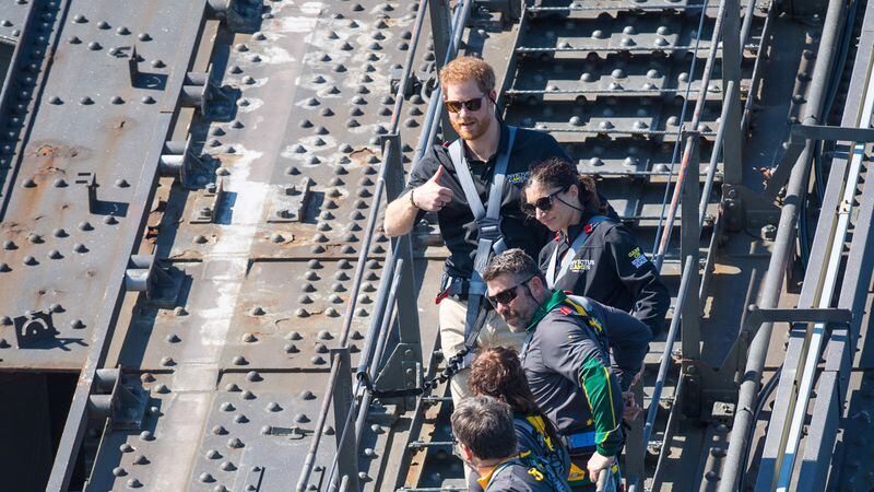 Prince Harry, Duke of Sussex climbs the Sydney Harbour Bridge with Prime Minister of Australia Scott Morrison and Invictus Games competitors on October 19, 2018 in Sydney, Australia. The Duke and Duchess of Sussex are on their official 16-day Autumn tour visiting cities in Australia, Fiji, Tonga and New Zealand.
