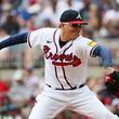 Atlanta Braves relief pitcher Jesse Chavez delivers to a Philadelphia Phillies batter during the fifth finning at Truist Park, Wednesday, September 20, 2023, in Atlanta. The Phillies won 6-5 in the tenth inning. (Jason Getz / Jason.Getz@ajc.com)