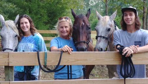 Morgan High, Pam High and Chris Halbert found shelter from Hurricane Florence at Cedar Rock Farm in Georgia. CONTRIBUTED