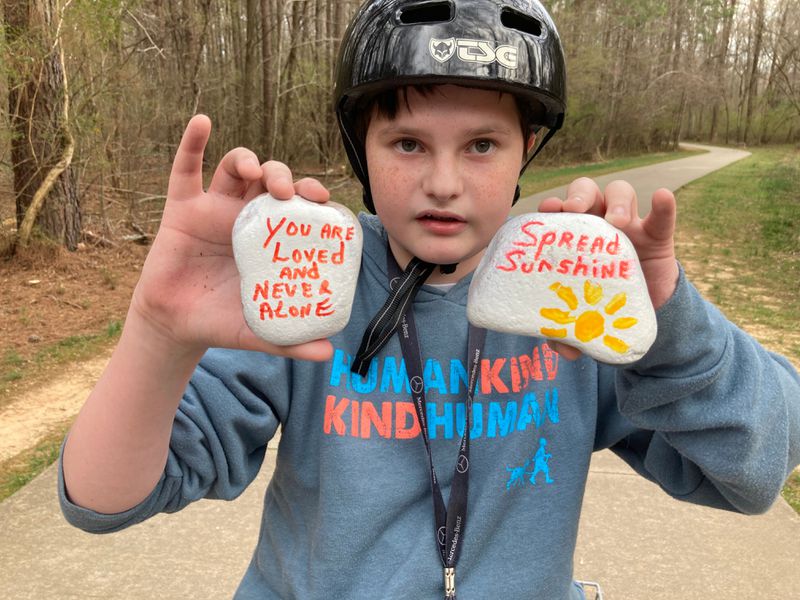 Jonny Hickey of Johns Creek shares a special message about kindness. Photo by Linda Hickey