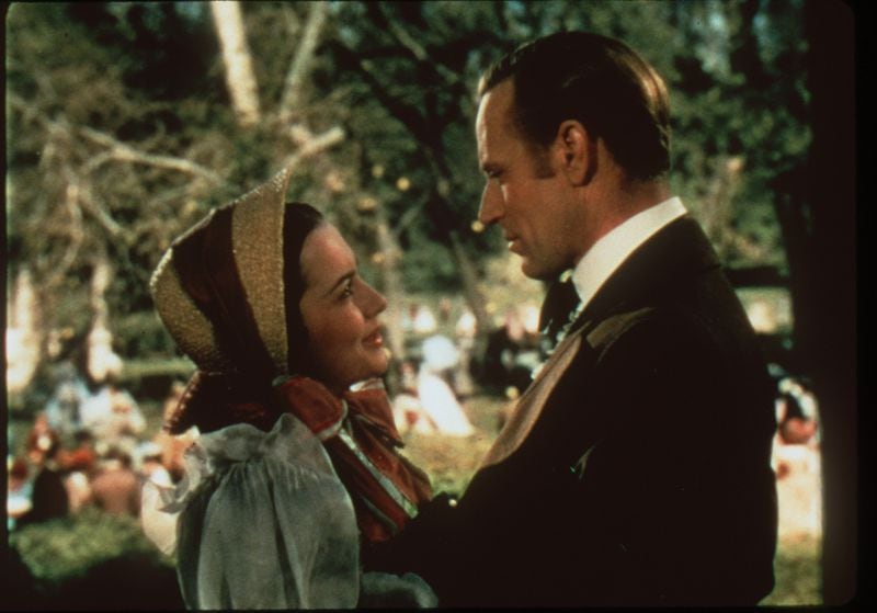 Olivia de Havilland as Melanie and Leslie Howard as Ashley in a scene from Gone With The Wind. © 1998 New Line Cinema.
