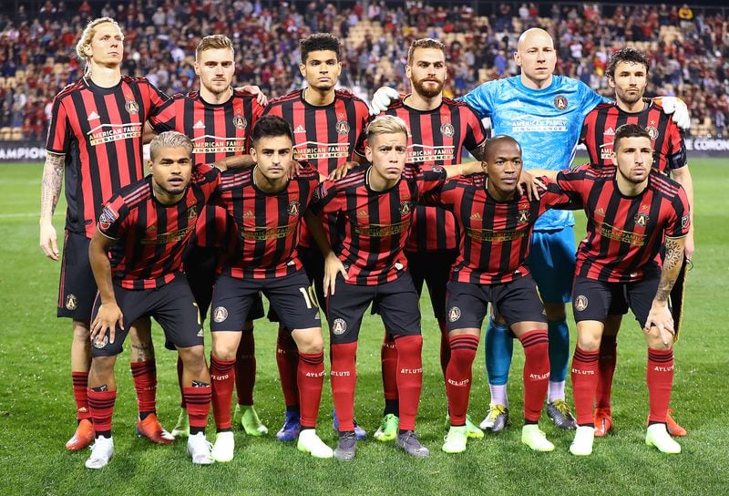 Atlanta United players pose for a team photo as they take the field to play C.S. Herediano in their Concacaf Champions League soccer match on Thursday, Feb. 28, 2019, in Kennesaw.    Curtis Compton/ccompton@ajc.com